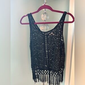 Monteau Black Lace Tank Top